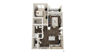 1 bedroom 1 bathroom A2 Floor Plan at The Crest at Acworth, Georgia