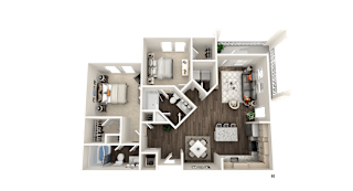 2 bedroom 2 bathroom B2 Floor Plan at The Crest at Acworth, Acworth, 30102