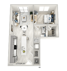 District at Riverside High End Apartment Community: A2 1 Bed, 1 Bath Floorplan located in Chattanooga, TN