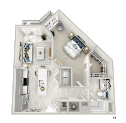 District at Riverside High End Apartment Community: A3 1 Bed, 1 Bath Apartment Home Located in Chattanooga, TN
