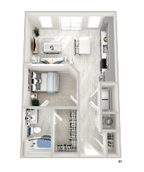 District At Riverside Apartment Community:  S1 Studio, 1 Bath Floorplan located in Chattanooga, TN