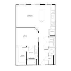 1 bed 1 bath 2D floorplan at District on the Etowah Apartments, Canton, Georgia