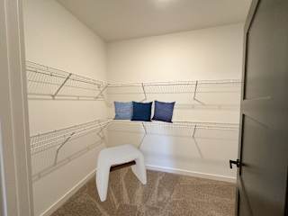 Walk-in closet with wire shelving and storage at The Wren Apartments, Lawrenceville, GA
