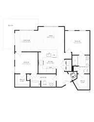 Two bedroom floor plan with dual bathrooms 1 at The Wren Apartments, Lawrenceville