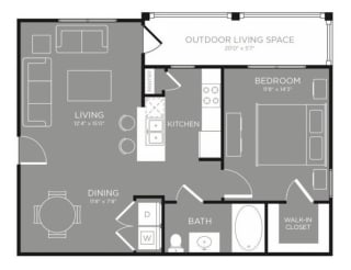 One Bed One Bath Floor Plan One Bed One Bath Floor Plan at Grand Estates in the Forest, Conroe, Texas