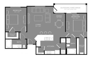 Two Bed Two Bath Floor Plan Two Bed Two Bath Floor Plan at Grand Estates in the Forest, Conroe, TX, 77384