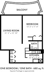 PCA 1 Bdrm -A Floorplan at Premier at Cherry Hill, Cherry Hill, New Jersey