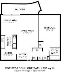 PCH 1 Bdrm - C Floorplan at Premier at Cherry Hill, Cherry Hill, NJ