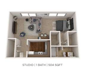 PCH Studio -A Floorplan at Premier at Cherry Hill, Cherry Hill, 08002