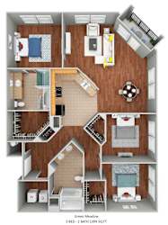 3 bed 2 bath Green Meadow at The Bartram, Gainesville, Florida 32608