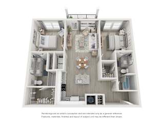 a 3d floor plan of a residence