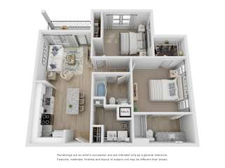 B1 Floor  plan 2 bed 2 bath