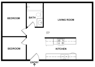 2600 Apts 2 Bed 1 Bath 800 SF