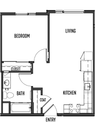 a floor plan of a small house with a bedroom and a living room