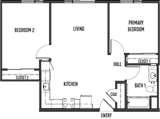 a floor plan of a studio apartment with a bedroom and a living room