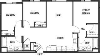 a floor plan of a house with a bedroom and a living room