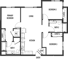 a floor plan of a house with bedrooms and a living room