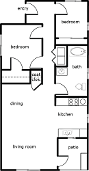 a floor plan of a house with a bedroom and a living room