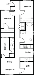 the floor plans for the two bedroom apartments include a living room and a dining room