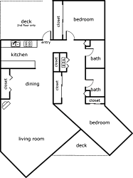a floor plan of a green house with a kitchen and a living room