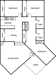 a floor plan of a small house with a kitchen and a living room