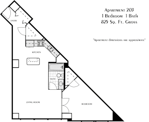 a floor plan of a 1 bedroom floor plan with a loft and a stairwell