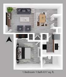 1-bedroom floor plan.