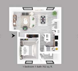 1-bedroom floor plan.