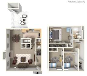Floor Plan Three Bedroom 1.5 Bath TH