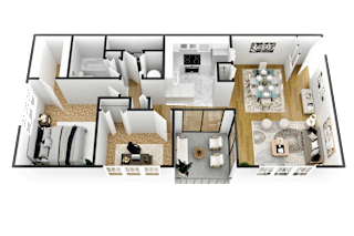 typical floor plan of a 2 bedroom apartment