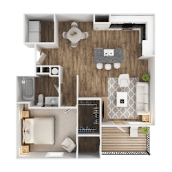 1 Bed 1 Bath Floorplan at Highview Pointe, Louisville