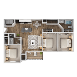 3 Bed 2 Bath Floorplan at Highview Pointe, Kentucky, 40228
