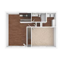 a floor plan of a small apartment with a bedroom and a living room