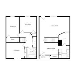 3 Bed Floor Plan at Townhomes at 28th, Columbus, 47201