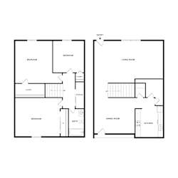3 Bedroom 1Bathroom Floor Plan  at Townhomes at 28th, Columbus, IN