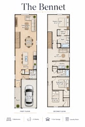 A floor plan of a two-story apartment named The Bennet.