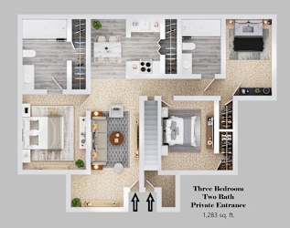3-bedroom floor plan.
