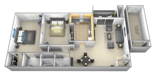 2 bedroom 1 bathroom with optional den A floor plan D  at Woodsdale Apartments, Abingdon, MD, 21009
