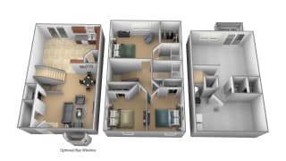 3 bedroom 2.5 bathroom floor plan at Carlson Woods Townhomes in Randallstown MD