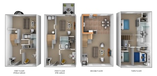 4 bedroom 3D floor plan at The Pointe at Manorgreen in Middle River, MD
