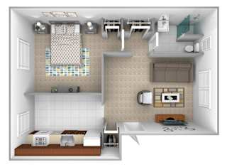 1 bedroom 1 bathroom 3D at Loch Bend Apartments, Baltimore, MD