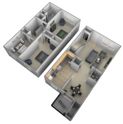 3 bedroom 1.5 bathroom floor plan at Liberty Gardens Townhomes at Liberty Gardens Apartments, Maryland, 21244