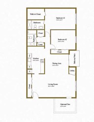 2 bedroom 2 bathroom floor plan with den at Deer Park Apartments in Randallstown, MD