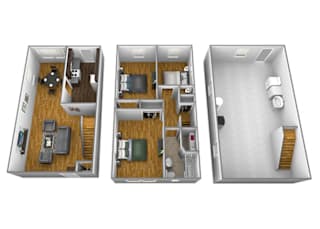 3 bedroom 1 bathroom floor plan style 1 at Foxridge Townhomes in Essex, MD