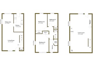 3 bedroom 1 bathroom floor plan style 1 at Foxridge Townhomes in Essex, MD