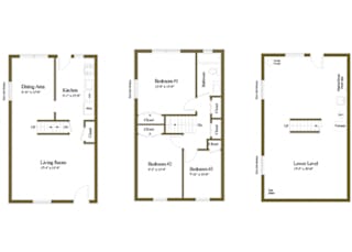 3 bedroom 1 bathroom floor plan style 2 at Foxridge Townhomes in Essex, MD