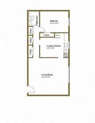 1 bedroom 1 bathroom Hillendale floor plan at Winston Apartments, Maryland
