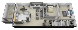 2 bedroom 1.5 bathroom with den 3D at Painters Mill Apartments, Owings Mills, 21117