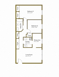 2 bedroom 1 bathroom  floor plan at Winston Apartments, Baltimore, 21239