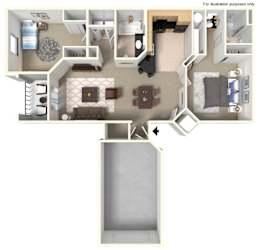 A floor plan of a house with a kitchen, living room, and bedrooms.